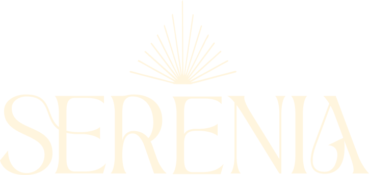 Das Serena-Logo auf schwarzem Hintergrund für die Elementor-Fußzeile.